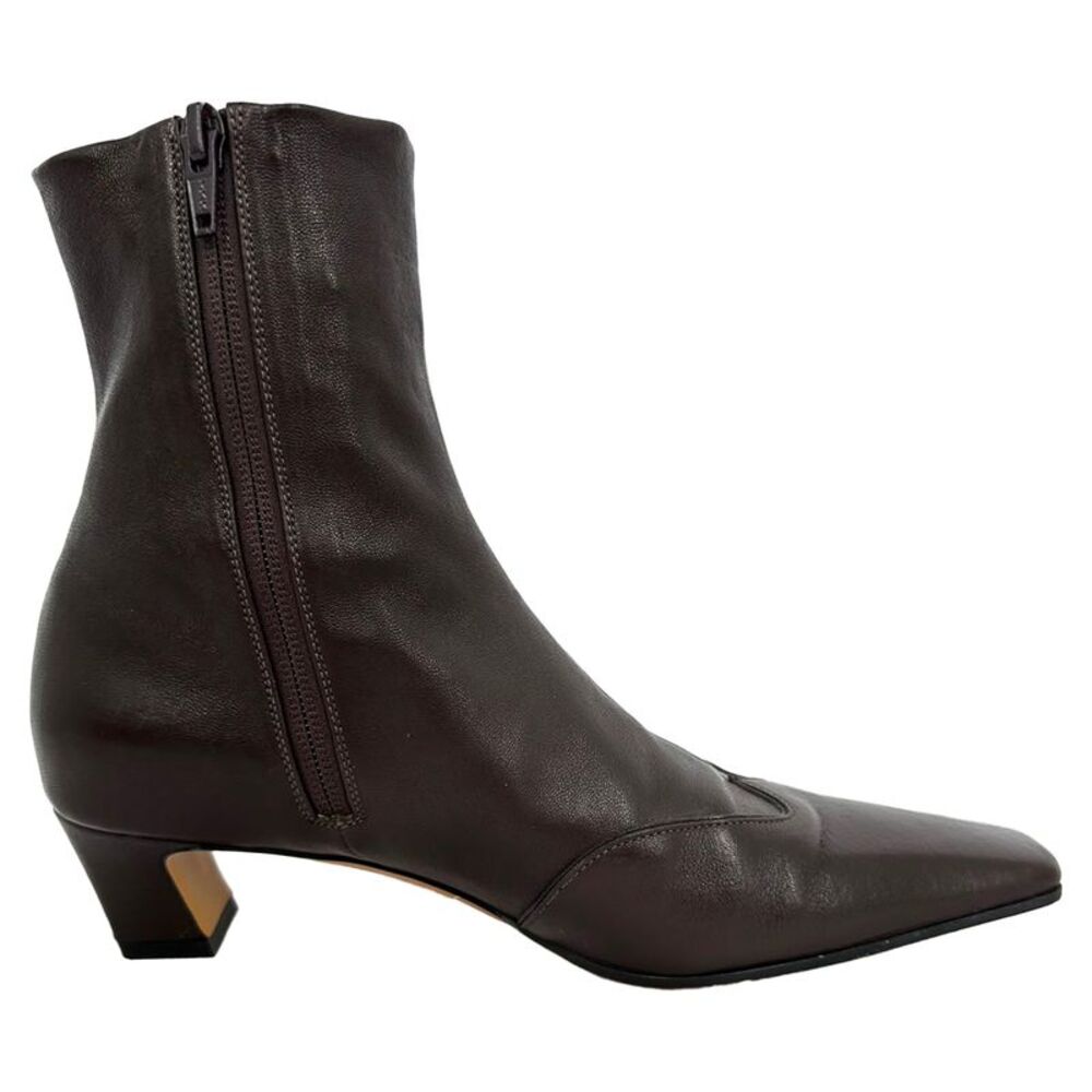 Khaite Nevada Ankle Boots in Brown Calf Leather